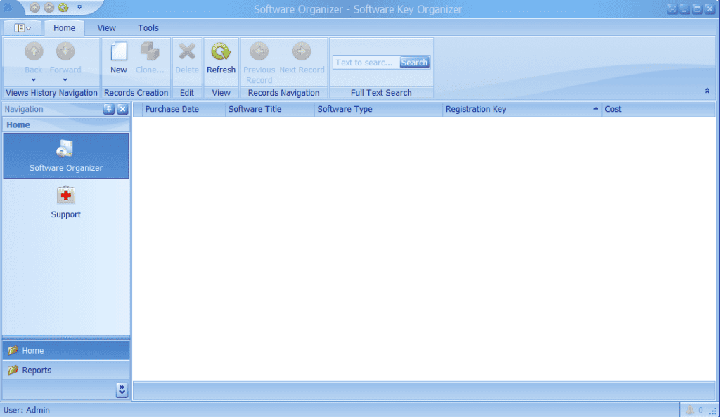 Software Key Organizer Main Window